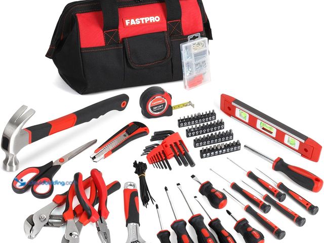 Lot 49-5437431 - FASTPRO 220-Piece Home Tool Set, Household Repairing Tool Kit, with 12-Inch Wide Mouth Open Storage ...