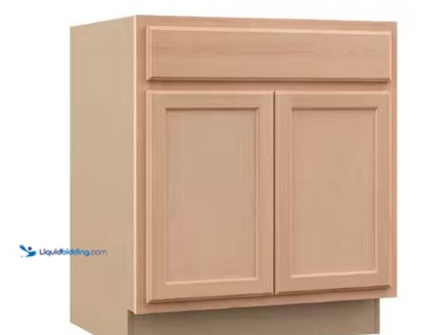 Lot 49-1625370 - Hampton Bay Recessed Panel 30 in. W x 24 in. D x 34.5 in. H Assembled Sink Base Kitchen Cabinet in U...