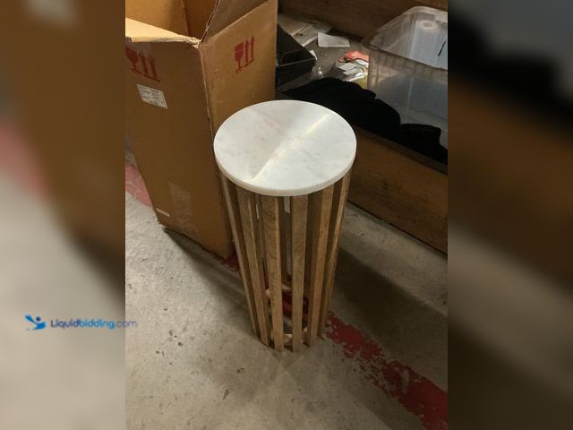 Lot 49-3531027 - Paynter Drink Table Marble/Natural Wood Unused