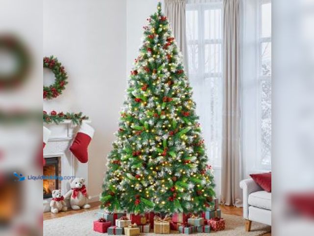 Lot 49-1544887 - Firstness 6ft Pre-Lit Artificial Christmas Tree with 1000 Branch Tips 300 LED Lights, Pine Cones + R...