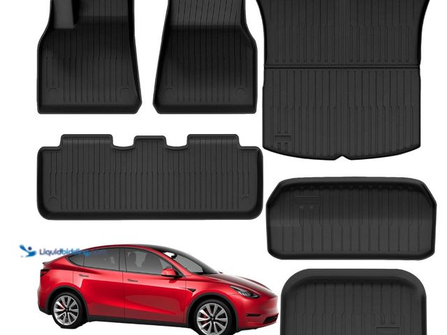 Lot 49-1547504 - (11) Floor Mats for Tesla Model Y 2024-2020, All Weather Durable TPE Automotive Interior Cargo Liner...