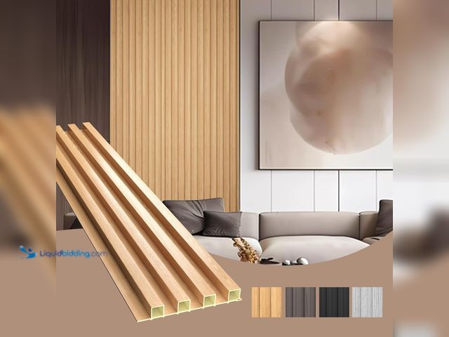 Lot 49-5541412 - OUZUGIE WPC Acoustic Slat Wall Paneling, 8-Pack 114 x 6 Inches 3D Wall Panels for Interior Wall Deco...