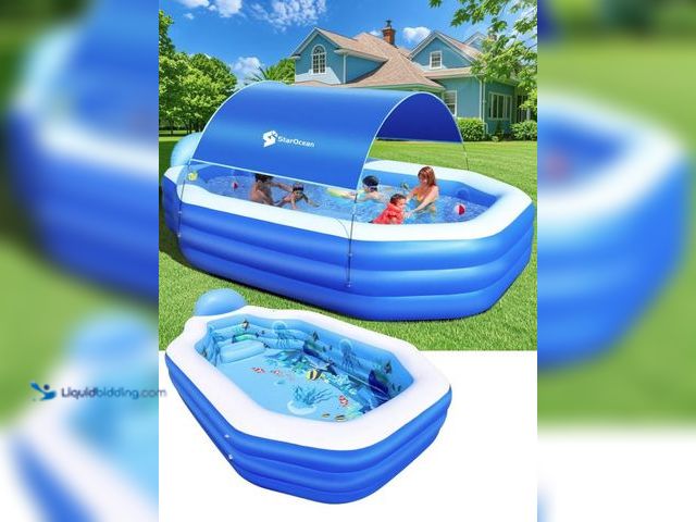 Lot 49-5436868 - StarOcean Inflatable Swimming Pool with Canopy, for Kids, Adult, Durable Thickened Blowup Family Poo...