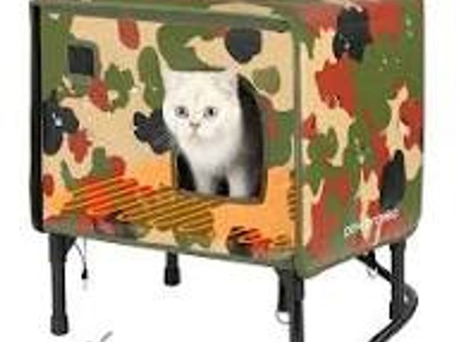 Lot 49-5448696 - Heated Cat House for Outside, Outdoor Cat House Featuring Escape Door in Winter, 100% Waterproof Cat...