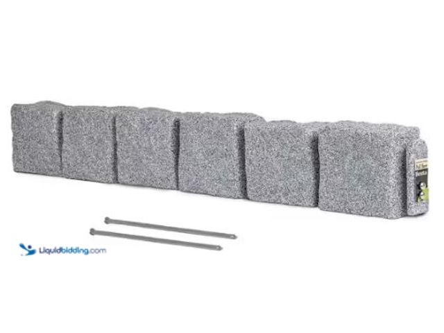 Lot 49-1569013 - Lot of (4) Beuta 47.5 in. x 6.5 in. x 4 in. Grey Stone (Section) Faux Stone Plastic Garden Edging, M...