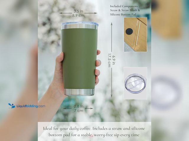 Lot 49-5475876 - UIRZOTN Travel Coffee Tumbler 20oz, 10 Pack Leakproof Travel Coffee Mug with Lid and Straw, Stainles...