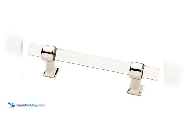 Lot 49-2021985 - Lot of (5)- Liberty Acrylic Bar 3-3/4 in. (96 mm) Modern Polished Nickel and Clear Cabinet Drawer Pu...