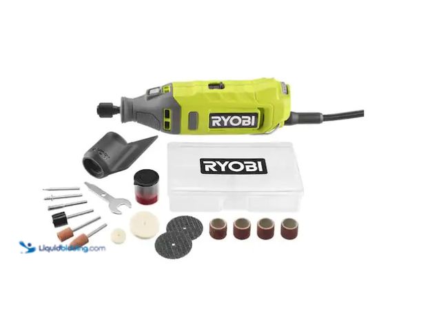 Lot 49-1575632 - RYOBI 1.2 Amp Corded Rotary Tool, Model # RRT100, Slightly used, Powers on  Ref#AHDSB0205