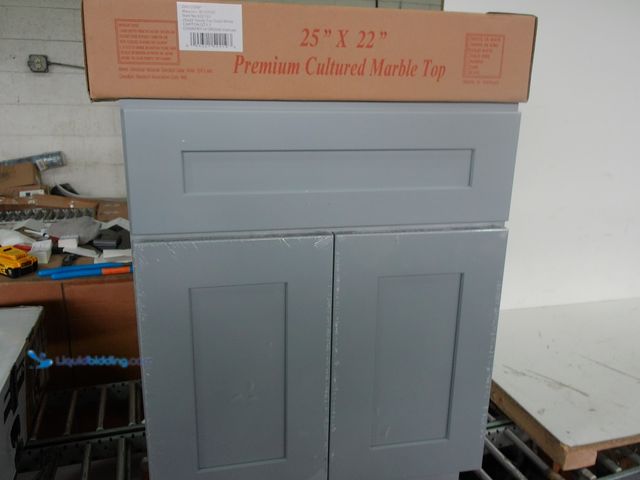 Lot 49-1569755 - Design House 522193 Cultured Marble Single Faucet Hole Vanity Top 25", Solid White on a Single Sink ...