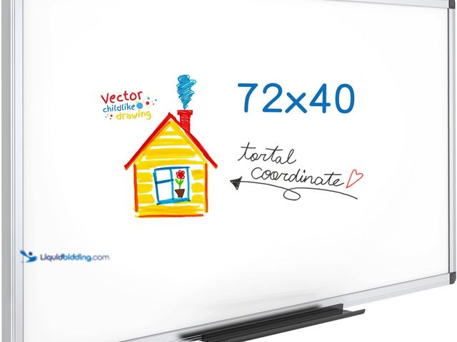 Lot 49-5483993 - VIZ-PRO Dry Erase Board/Magnetic Whiteboard, 72 x 40 Inches, Large Wall Mounted Board for School Off...