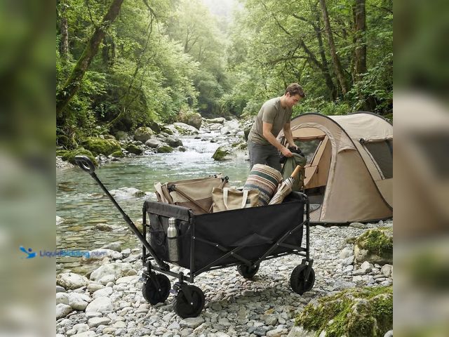 Lot 49-1631019 - OLIXIS Collapsible Wagon 102L Standard Heavy Duty Utility Folding Wagon Cart with Lockable Brake Whe...