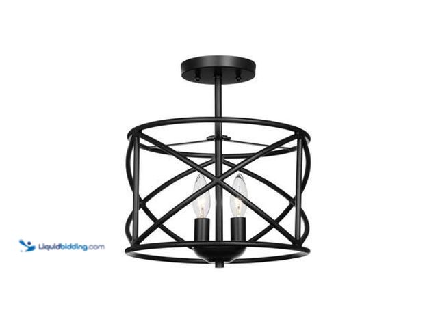 Lot 49-5546463 - Hampton Bay Hastings 13.5 in. 2-Light Oil Rubbed Bronze Modern Entryway Semi-Flush Mount with Open C...