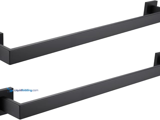 Lot 49-5414250 - 2 Pack Bath Towel Bars Matte Black 24-Inch Bathroom Towel Rail Square Towel Racks Kitchen Towel Hold...