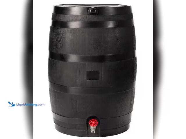 Lot 49-1623785 - RTS Home Accents 50 Gal. Rain Barrel in Black with Plastic Spigot, Model # 551000300A8081, Unused, H...