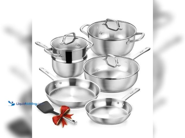 Lot 49-3432664 - KOCH SYSTEME CS Stainless Steel Cookware Set 10 Piece, 18/10 Stainless Steel Pots and Pans Set for P...