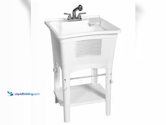 Lot 49-2025047 - Glacier Bay 24.1 in. L x 24.1 in. W x 36.7 in. H Laundry Sink / Utility Sink Work Center in White wi...