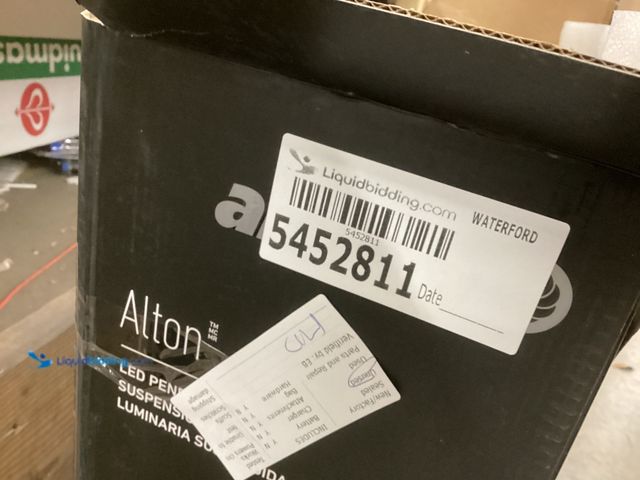 Lot 49-5452811 - Artika Alton 43W 1-Light Black Integrated LED Drum Hanging Island Pendant Light Item is unused.