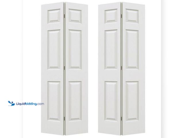 Lot 49-3516951 - 48 in. x 80 in. 6 Panel Colonist Primed Textured Molded Composite Closet Bi-fold Door. Model # THDJW...