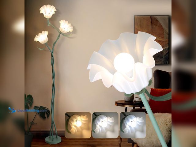 Lot 49-5416455 - Vintage 3 Heads Flower Floor Lamp for Living Room, 3 Color Temperatures Tall Corner Floor Lamp with ...