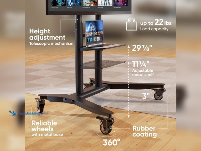 Lot 49-3617635 - Mobile TV Stand on Wheels 55-90 Inch max Load - Unused Model Number Ts1871-B  Ref#CRS0730