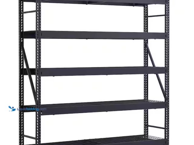 Lot 49-1570188 - Husky 5-Shelf Metal Industrial Duty Freestanding Garage Storage Shelving Unit in Black (90 in. W x 9...