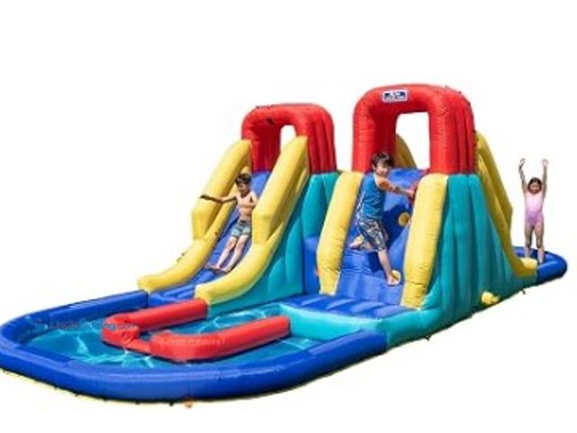 Lot 49-3615805 - 18-Ft x 12-Ft x 8-Ft Inflatable Water Slide Pool for Kids, Model # B0DBJ69XXN, Used, Has attachments...