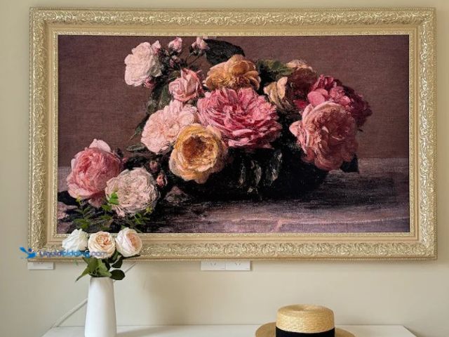 Lot 49-3472621 - Undine Gallery Samsung 50" Frame Tv Bezel, Custom Brand Tv Frame, Wooden Tv Frame, Model# 4319557956...