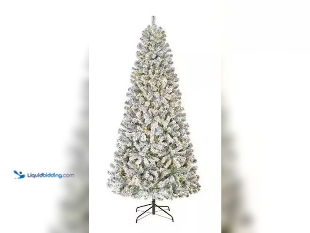 Lot 49-1540824 - Home Accents Holiday 9ft Starry Light fraser Fir Flocked LED Pre-Lit Tree, Model # T17, Slightly use...