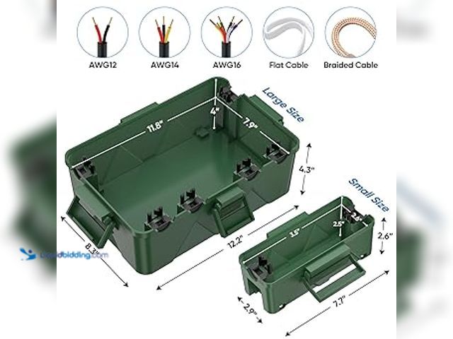 Lot 49-3528730 - Click to play video TICONN Outdoor Electrical Box, IP54 Splash-Proof Outdoor Extension Cord Cover, P...