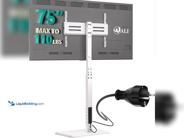 Lot 49-5482183 - WALI Floor TV Stand with Power Outlet, Tall TV Stand Mount for 32-75 inch TVs up to 110 lbs, Swivel ...