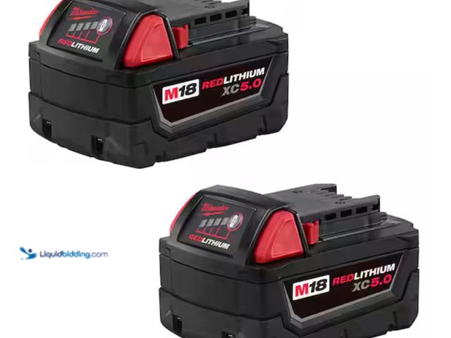 Lot 49-2000193 - (2-Pack) Milwaukee M18 18-Volt Lithium-Ion XC Extended Capacity 5.0 Ah Battery Pack , Model # 48-11-...