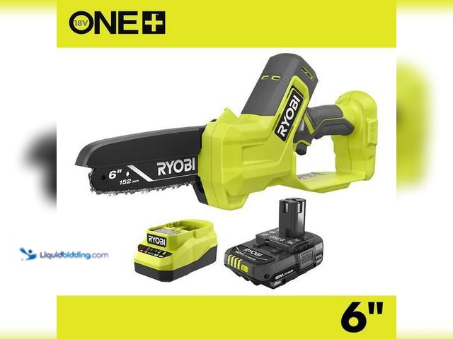 Lot 49-5452242 - RYOBI
ONE+ 18V 6 in. Cordless Battery Compact Pruning Mini Chainsaw with 2.0 Ah Battery and Charger...