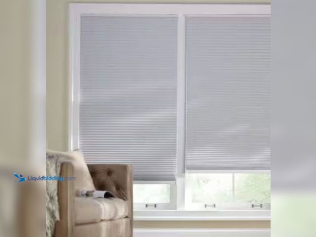 Lot 49-5436239 - Qty 2. Home Decorators Collection Shadow White 9/16 in. Cordless BO Fabric Cellular Window Shades-30...