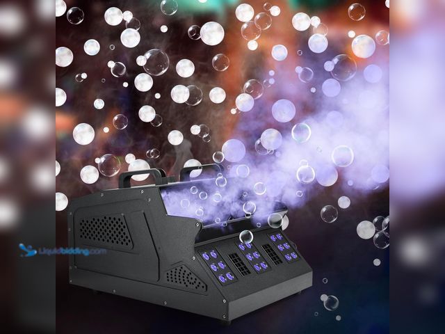 Lot 49-5463529 - 1500W Fog Bubble Machine 18 RGB Lights Smoke Machine with 2 Bubble Fans DMX Control for Party Weddin...