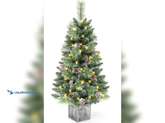 Lot 49-1546933 - ENVEN 3FT Realistic Feel Artificial Christmas Tree Tabletop Decorations 70 Lights Timer Battery Oper...