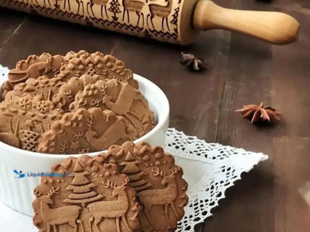 Lot 49-1816098 - 2 Wooden Embossing Rolling Pins. Small size 6.5” long. 2 different holiday patterns (see photos). Ne...