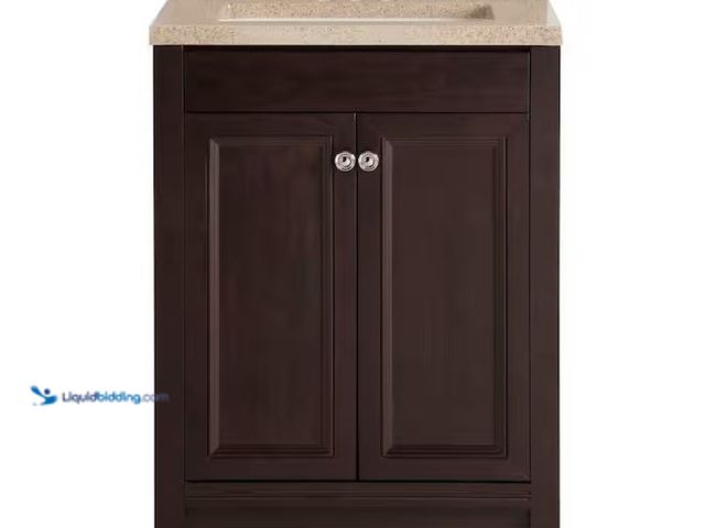 Lot 49-1576776 - Glacier Bay Delridge 25 in. Single Sink Chocolate Bath Vanity with Caramel Cultured Marble Top (Asse...