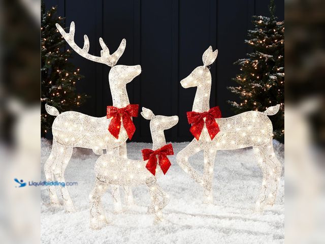 Lot 49-3513432 - Best Choice Products 4ft 3-Piece 2D Lighted Christmas Deer Family Set, Large Outdoor Yard Reindeer H...