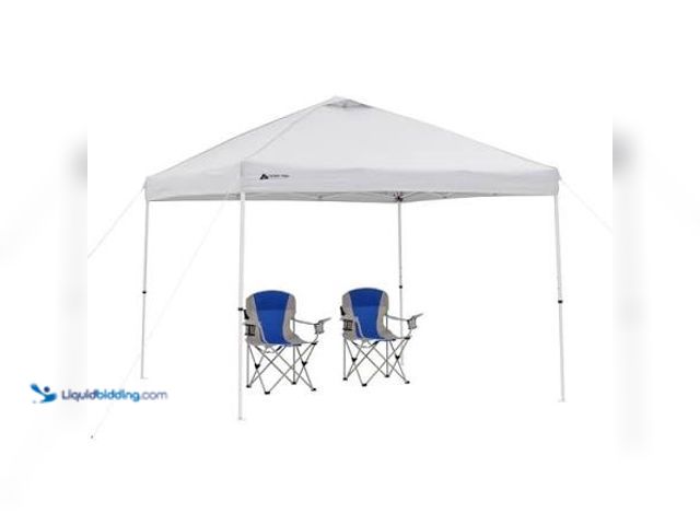 Lot 49-2021858 - Trail Ozark Trail 10' x 10' White Straight Leg Instant Pop-up Outdoor Canopy. Model #2912169921. MSR...