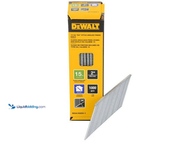 Lot 49-3566102 - QTY 2 - DEWALT
2 in. x 15-Gauge 34-Degree DA Bright Finish Nails (1000-Pack). Model # DCA15200-1. U...
