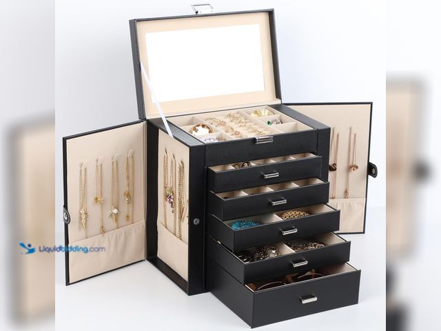 Lot 49-5463223 - BOOVO Jewelry Box For women, 6 Layer Large Jewelry Organizer With Mirror, Multi-Function Storage Box...