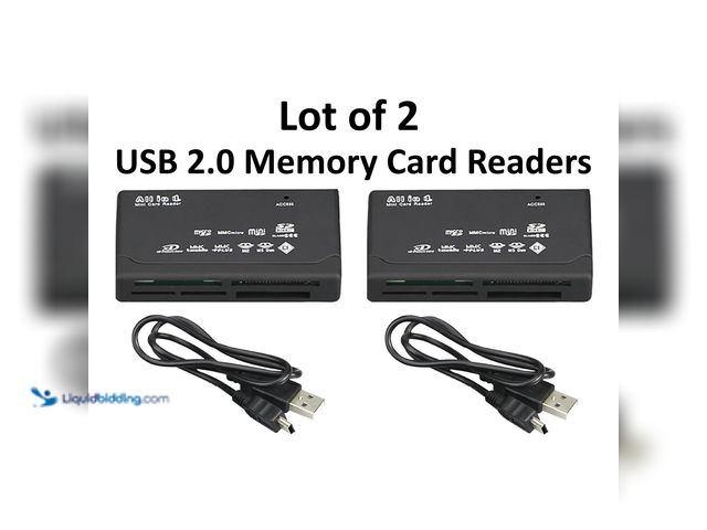 Lot 49-5434346 - Lot of 2 Memory Card Readers with USB Cables - NEW - USB 2.0 interface allows read/write speeds up t...
