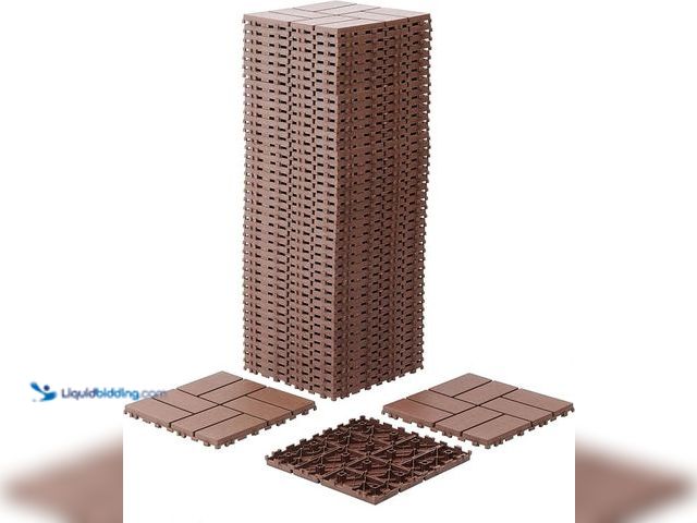 Lot 49-1628148 - Interlocking Deck Tiles, 44 Pack 12” x 12” Patio Tiles Waterproof Plastic Outdoor Flooring Covering ...