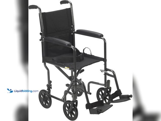 Lot 49-5476487 - Drive Medical Lightweight Folding Transport Wheelchair - Reliable Mobility Support - Durable Steel F...