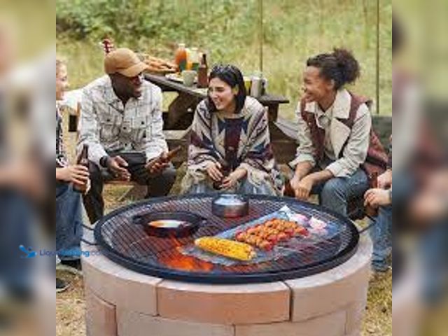 Lot 49-5485735 - SKYSHALO 30 in. Fire Pit Grill Grate, Heavy Duty Steel BBQ Cooking Grid, Round Campfire Grate with X...