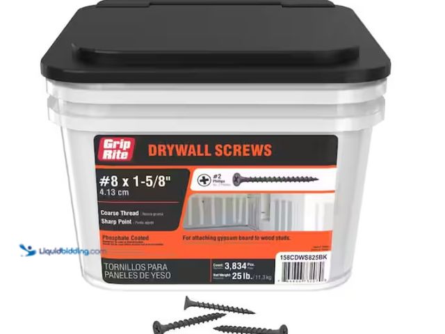 Lot 49-1547844 - Approx 3,000 Grip-Rite #8 x 1-5/8 in. #2 Phillips Bugle Head Coarse Thread Drywall Screws 25 lb. buc...
