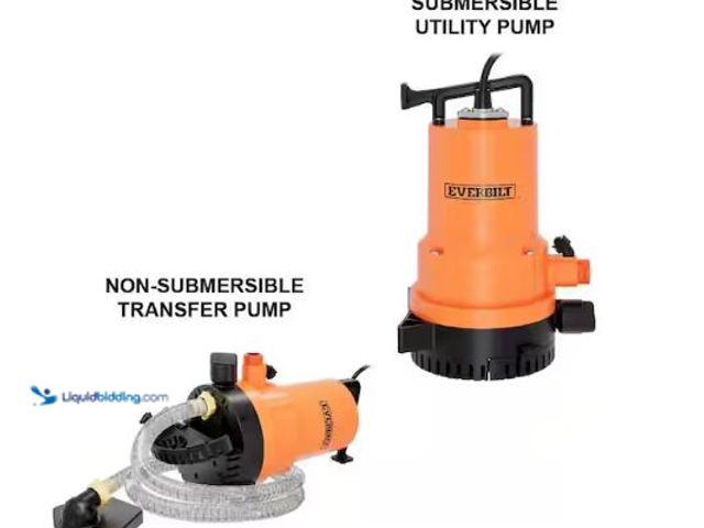 Lot 49-1630799 - Everbilt 1/4 HP 2-in-1 Submersible Utility and Transfer Pump Model # UTA02510, Slightly Used, Has At...