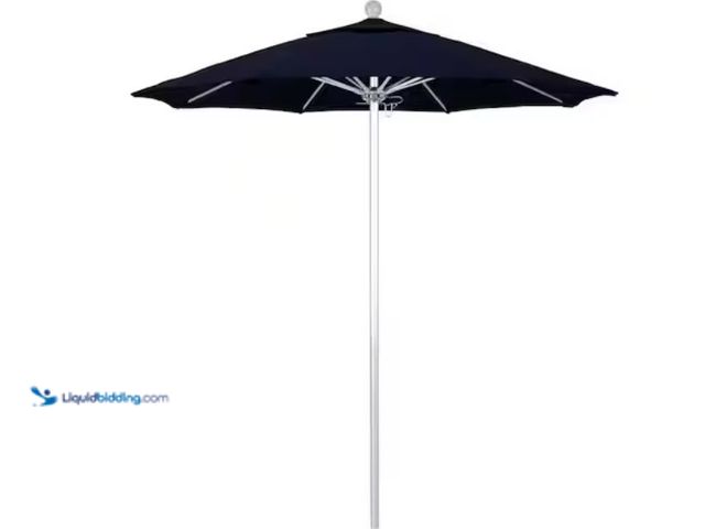 Lot 49-2026193 - California Umbrella 7.5 ft. Silver Aluminum Commercial Market Patio Umbrella with Fiberglass Ribs an...