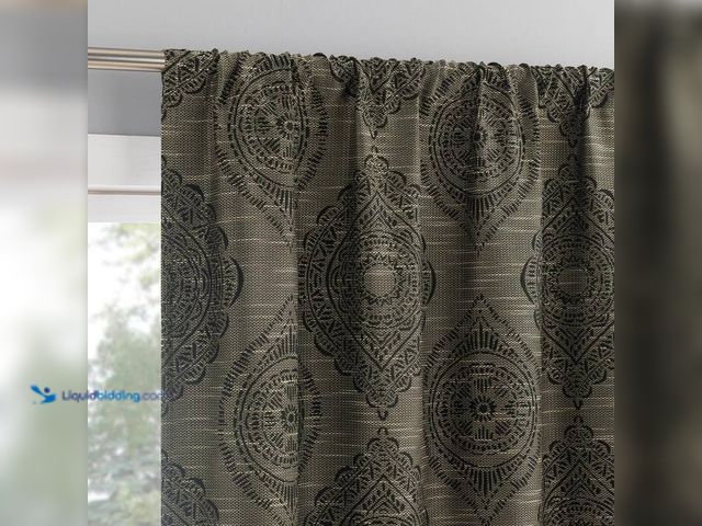 Lot 49-2021895 - Lot of (2)-  Sun Zero Sintra Medallion Black Polyester 40 in. W x 84 in. L Rod Pocket 100% Blackout ...