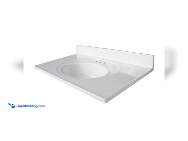Lot 49-5553529 - Glacier Bay Newport 37 in. W x 22 in. D Cultured Marble White Round Single Sink Vanity Top in White ...